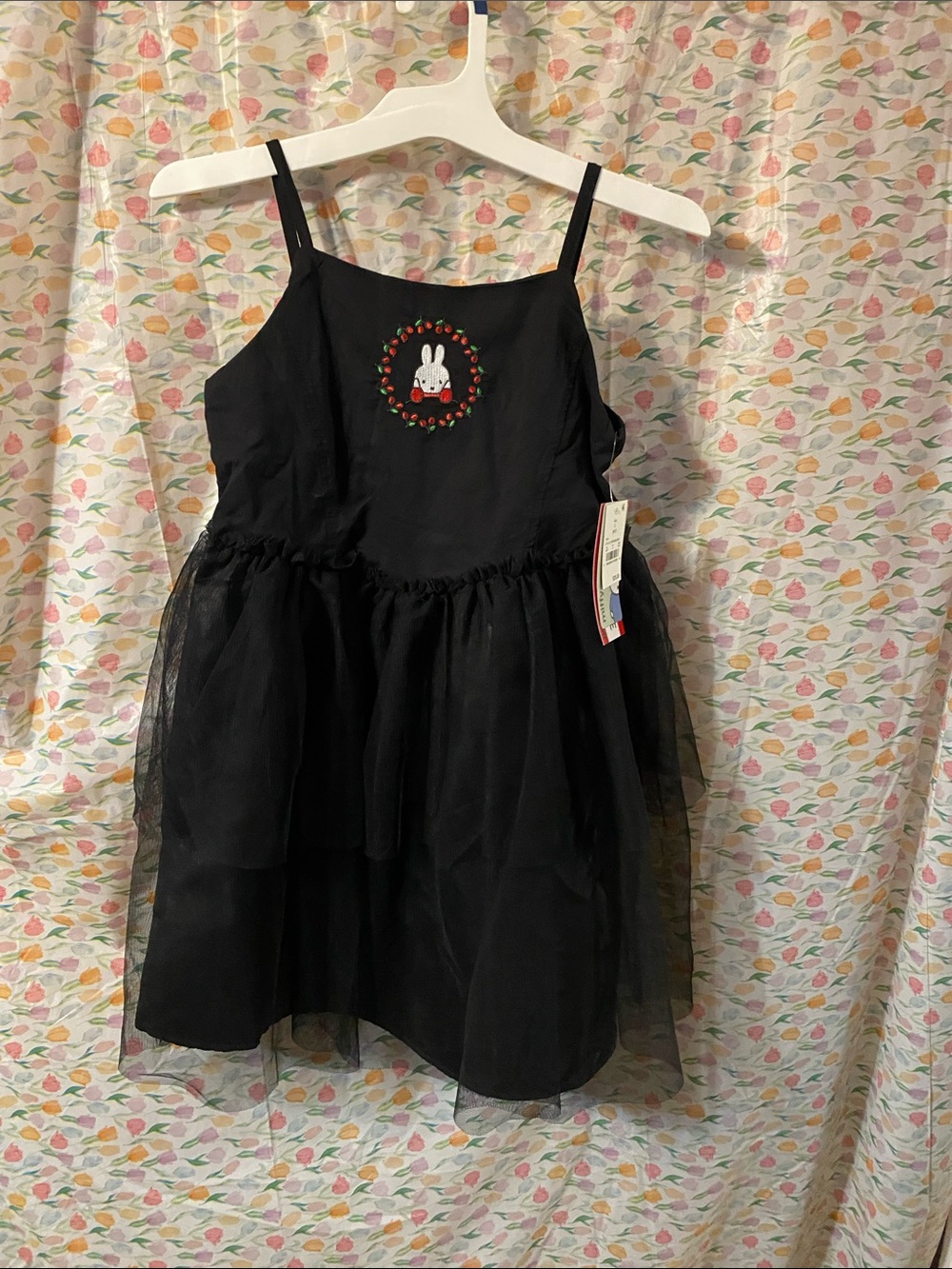 Black Tulle Layered Dress with Miffy Embroidery